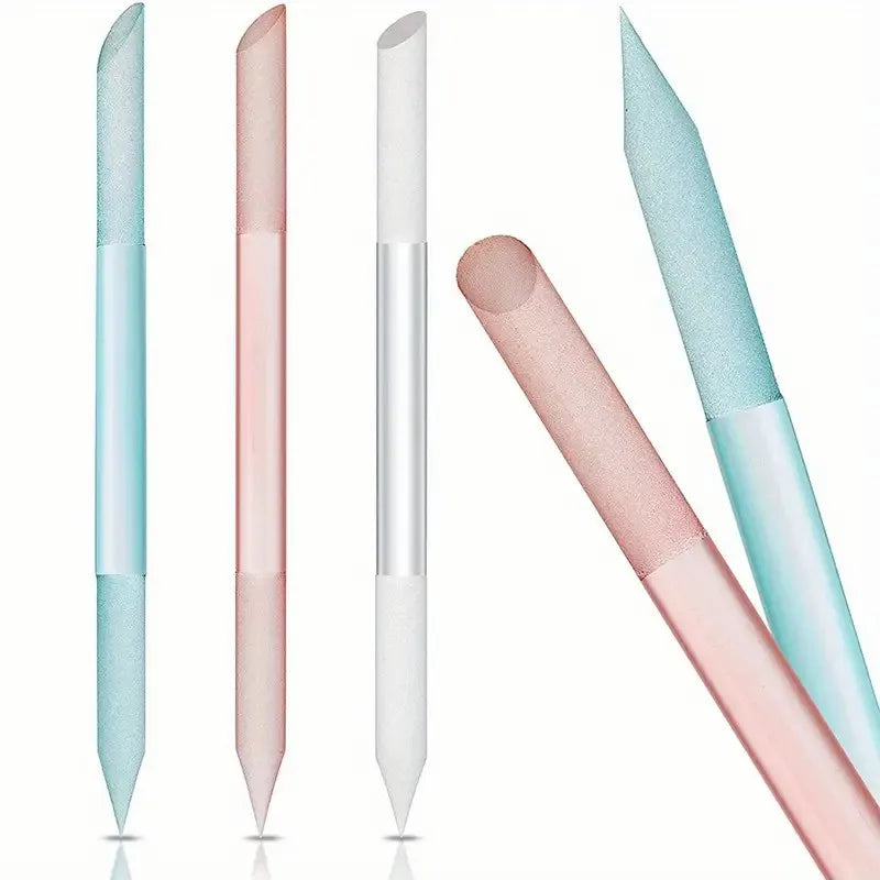 Durable Glass Nail Cuticle Cleaning Pusher Dual-Ended Crystal Nail Files for Manicure Pedicure