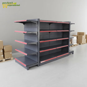 Heavy Duty Double-Sided Solid Shelf Gondola Shelving Storage Racks for Supermarket & Grocery Store Use with Quick Installation