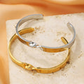 MECYLIFE Fashion Women Bangle 18K Gold Plated Stainless Steel Bangles Twisted Mobius Bracelet