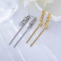 Personalized Designer Paperclips Long Tassel Chain Psj Brass 18k Gold Plated CZ Zircon Drop Earrings for Women Girls