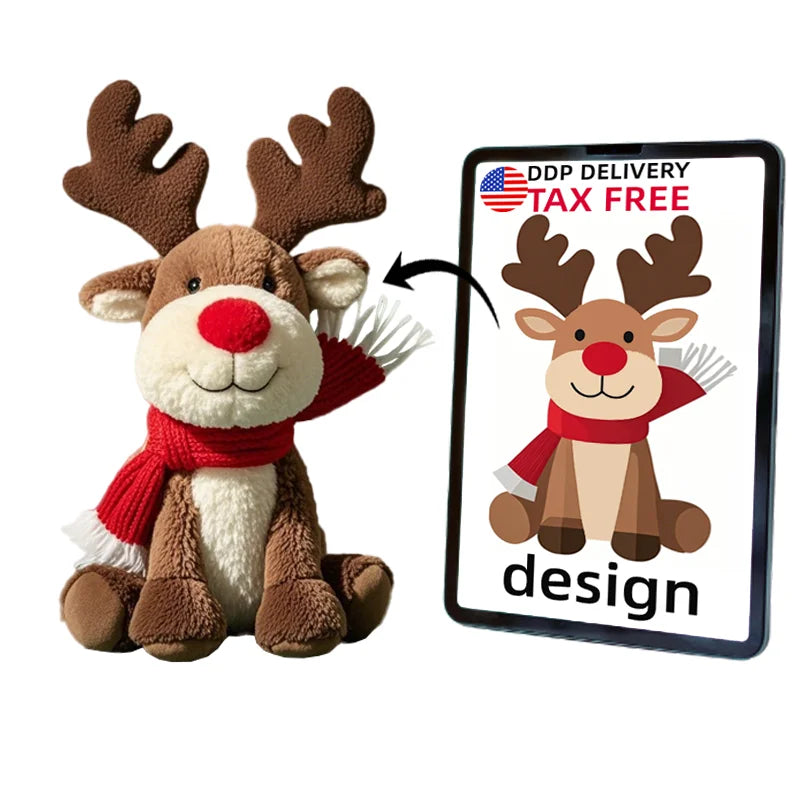 CE EN71 ASTM Elk Stuffed Animal Toys Christmas Plush Toys Custom Stuffed Animal
