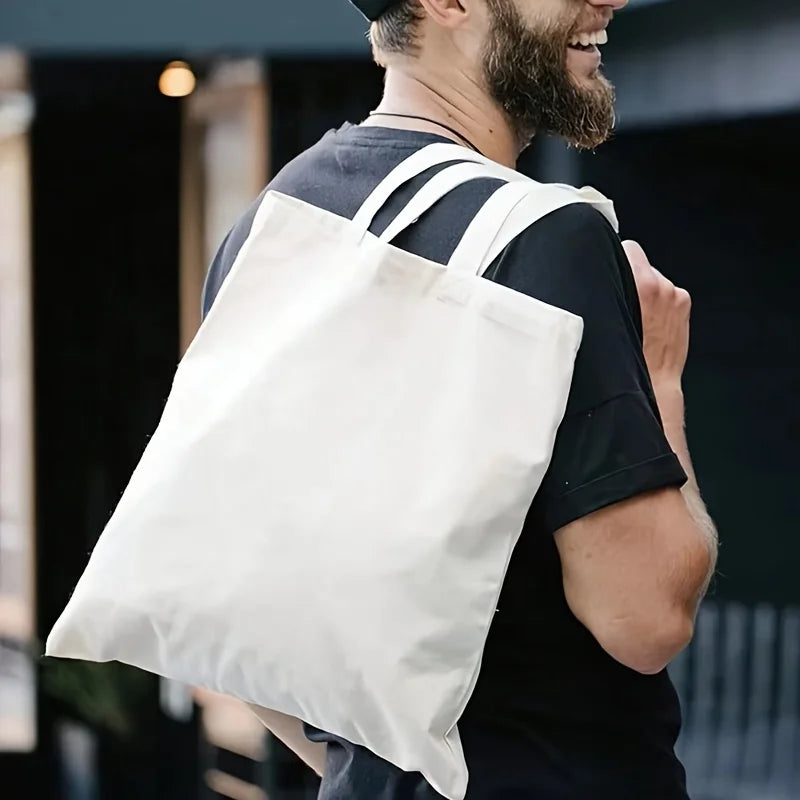 Comfortable Handles Stylish Canvas Tote Bag Reusable High-Capacity Durable Cotton Grocery Shopping Bag for Women and Men