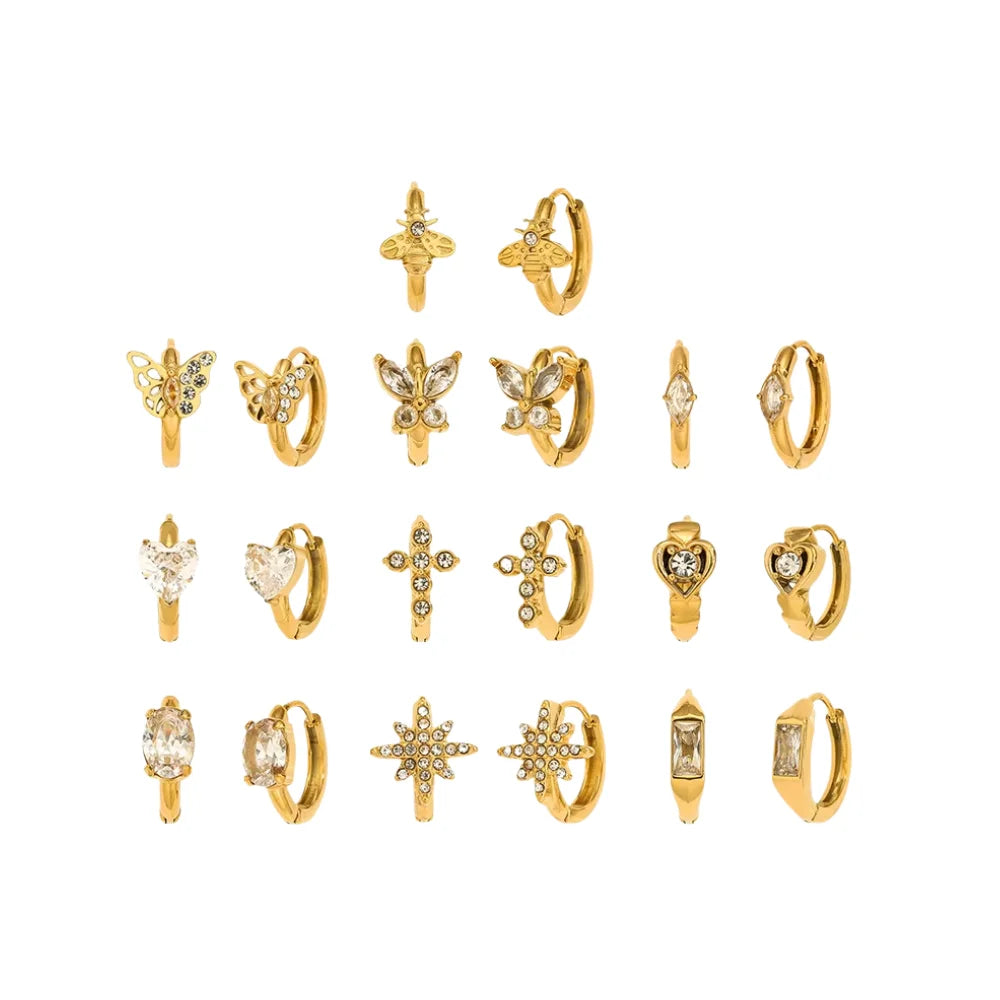 2025 Hypoallergenic Luxury Jewelry Inoxidable Pendientes De Acero Inoxidable 18K Gold Plated Zirconia  Huggies Hoop Earrings