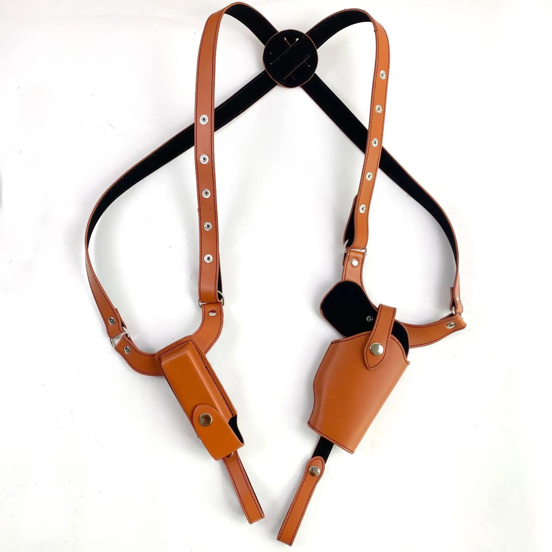 New Flying Art Genuine Leather Double Shoulder Hidden Strap Back Armpit Waist Magazine Tactical Holster Unisex Black Brown