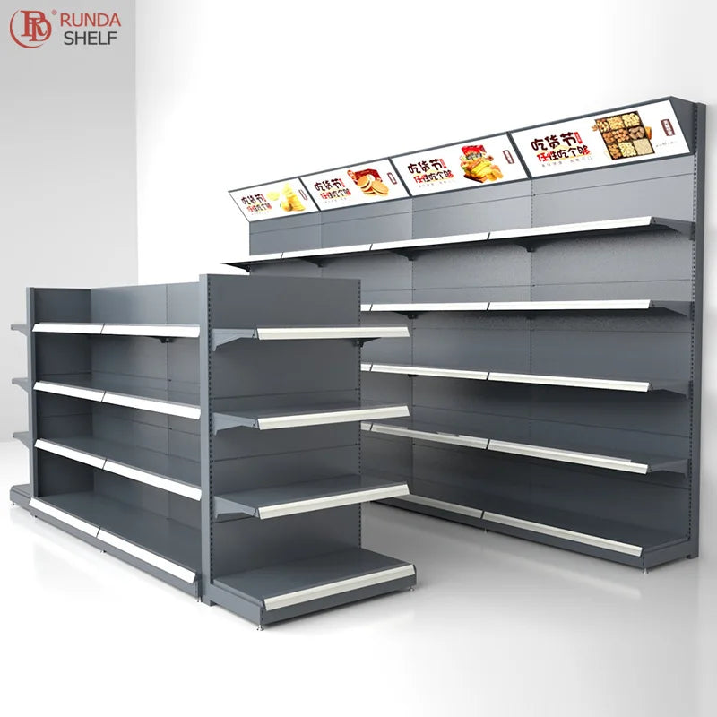 Hot Popular Multi Case Supermarket Shelf Super Shop Rack for Sale Yellow White Metallic Duty Metal Steel Store Heavy Layer Style