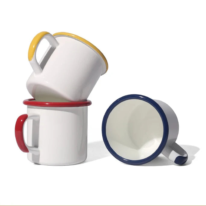 Factory Premium Wholesale Printing Enamelmug White Emaille Tasse Logo Mini Enamel Mug 350ml or 3oz