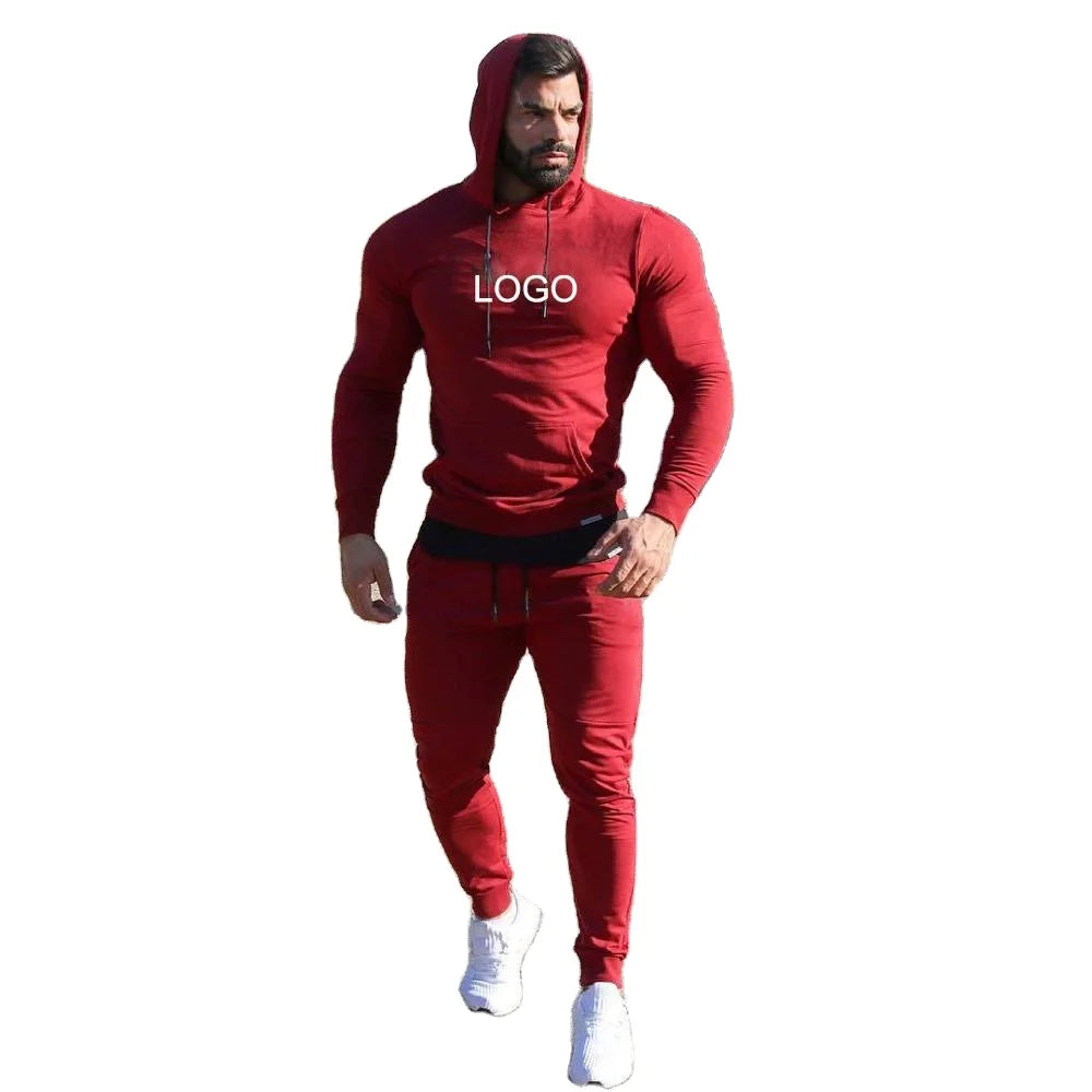 Blank Mens Sets With Custom Logo Tracksuits With Stripe Cotton Jogging Suits Men Autumn Plain Training Sportswear Men