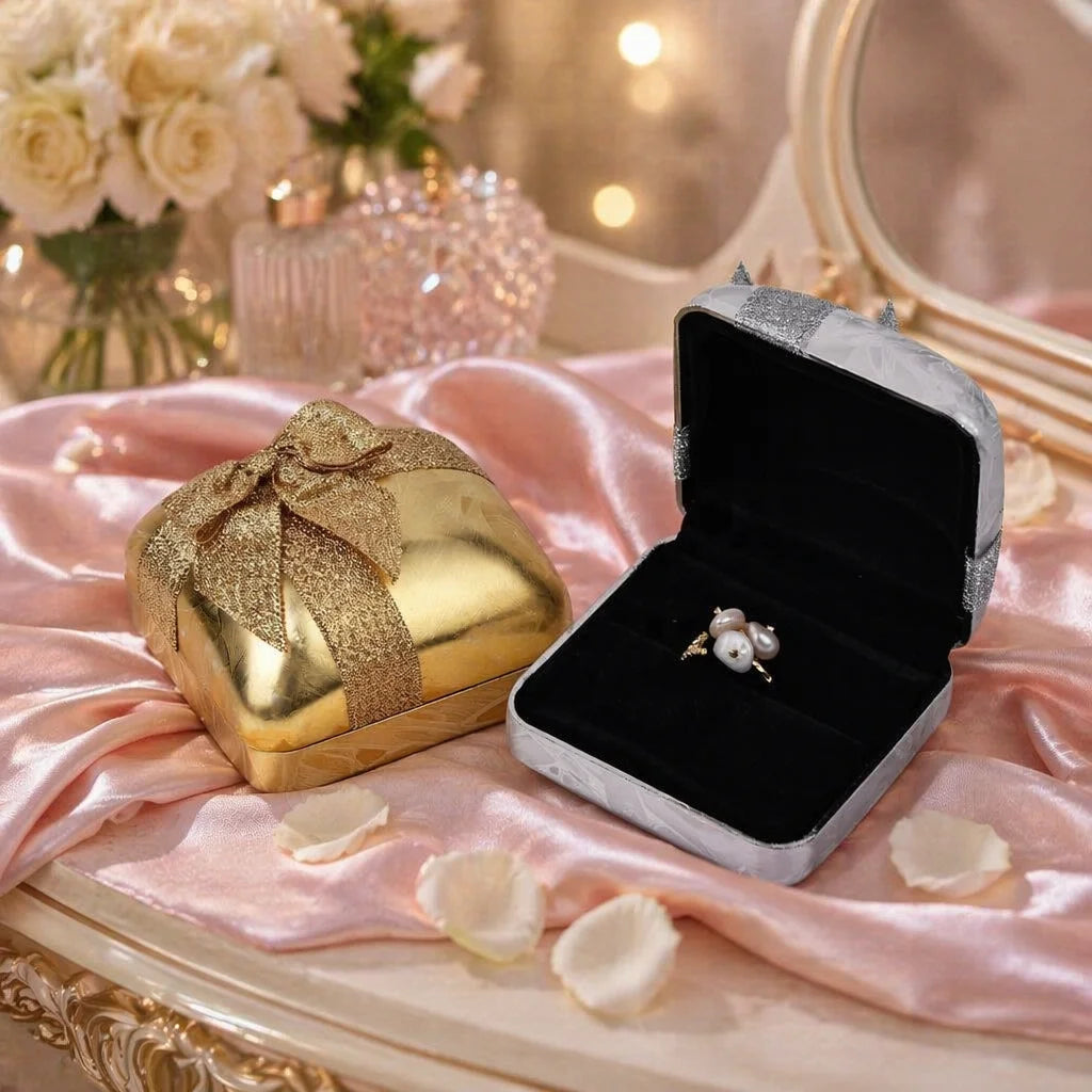 Low MOQ Square Gold Silver Ring Box Jewelry Packaging Gold Silver Ready to Ship Plastic Jewelry Package White Packing Box