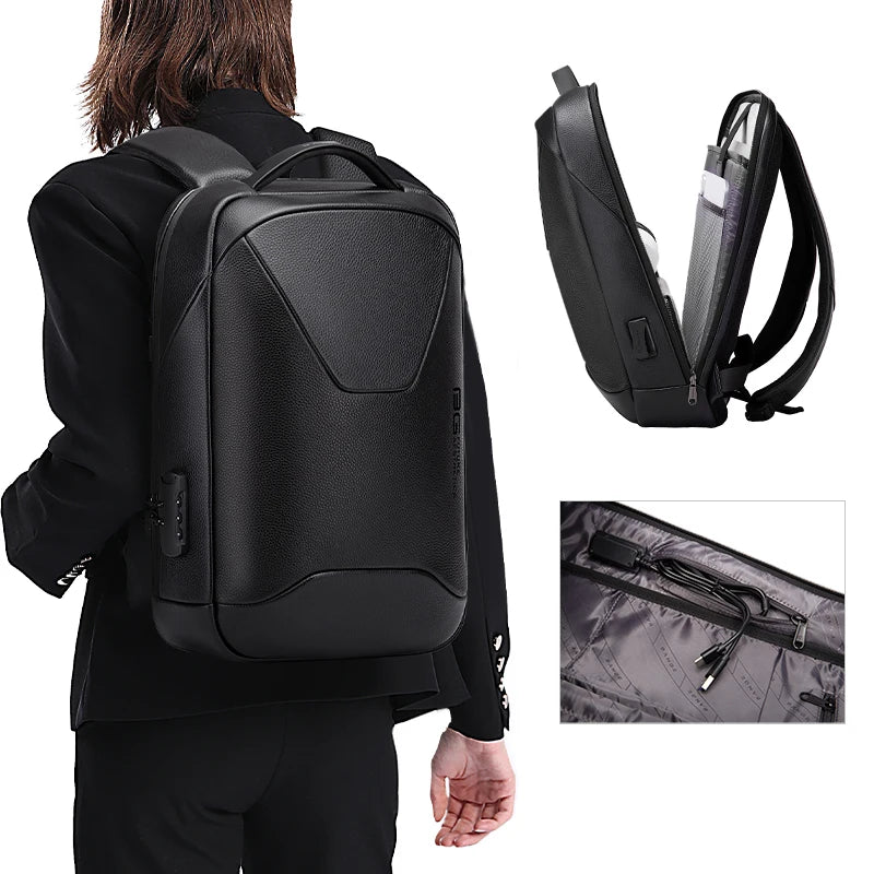 New Business Large Capacity 15.6 Inch USB Charging Laptop Backpacks Bag for Men Mochilas Genuine Leather Women's Backpacks