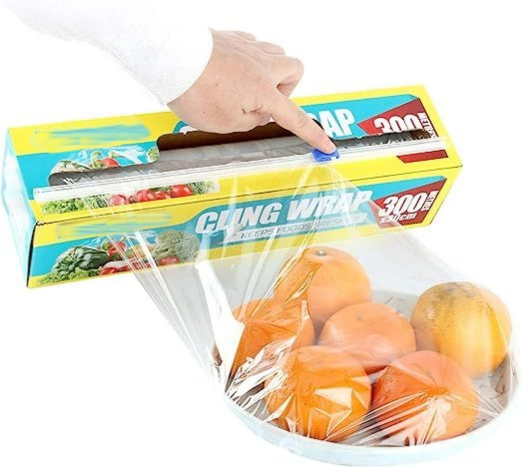 12 Inch X 2000 Feet PVC Plastic Food Wrap Stretch Cling Film With Removable Slide-Cutter