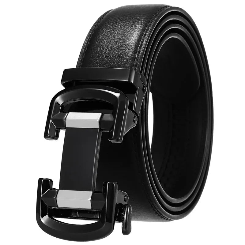 LQbelt Men's Automatic Buckle Belt Genuine Leather Belts Waistband Ratchet Belt for Men Custom LOGO Factory