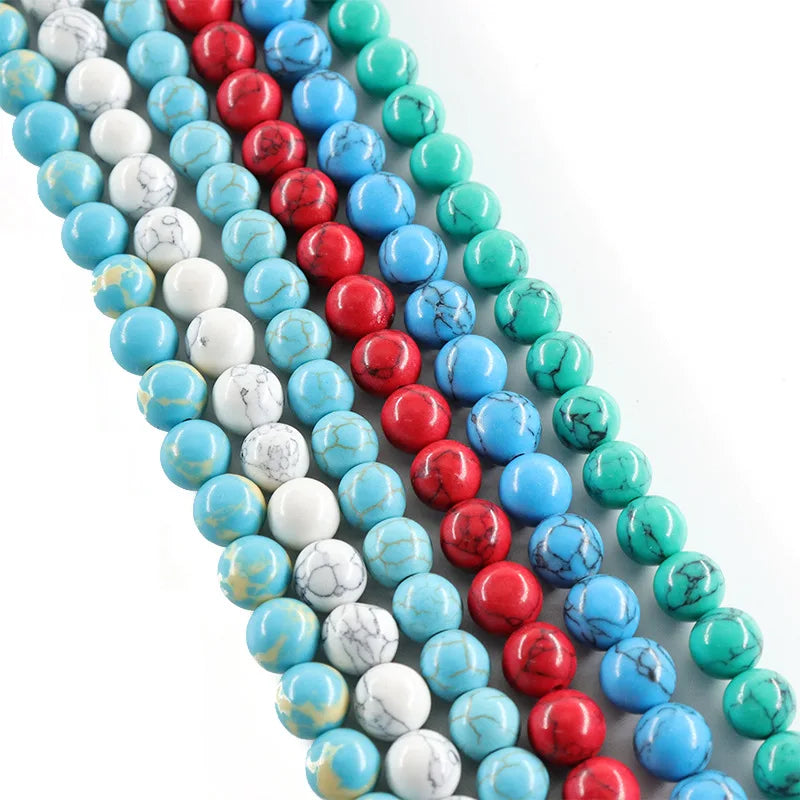 Factory 4-12mm Chalchuite Loose Gemstone Turquoise Round Stone Beads for Jewelry Making