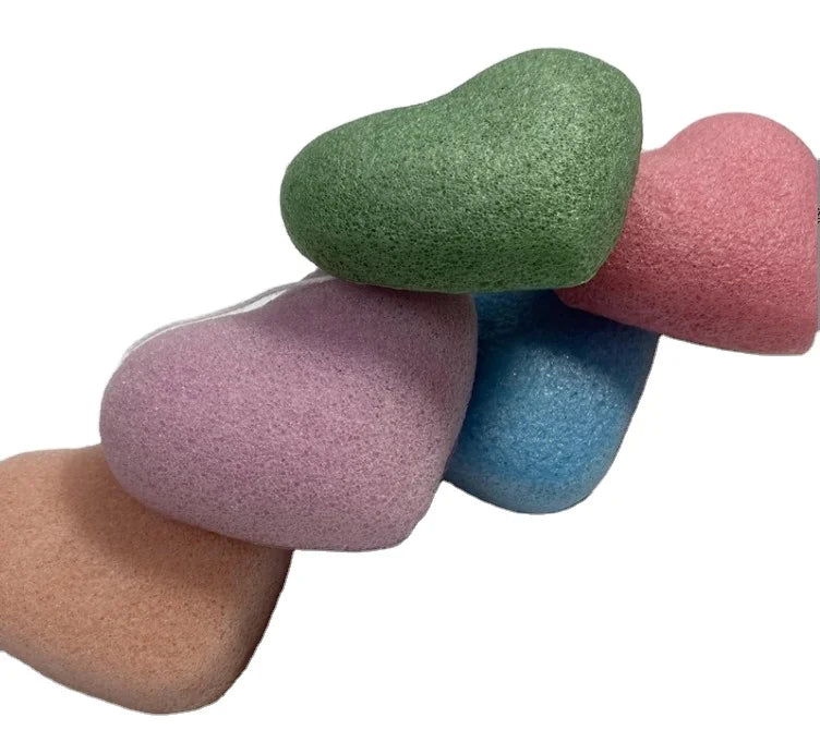 Face Wash Cleaning Sponge Esponja Makeup Konjac Heart-shaped Exfoliator Cleanse Konjac Sponge Natural Konjac Konnyaku Puff