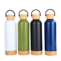 Custom Wood Insulated Vacuum Flask with Handle wooden lid thermos