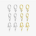 FUAMAY Stylish Woman Small Simple Pave Huggie Hoop Earrings 925 Silver Pendant Pave Hoop Earrings