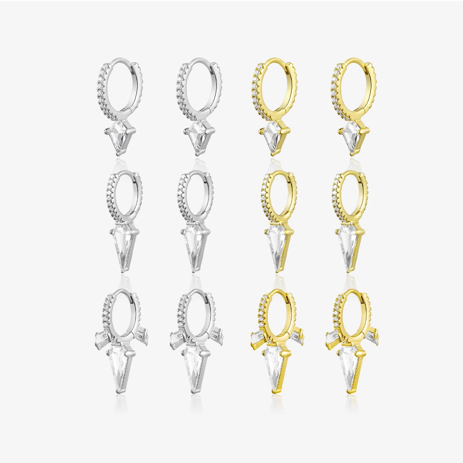 FUAMAY Stylish Woman Small Simple Pave Huggie Hoop Earrings 925 Silver Pendant Pave Hoop Earrings