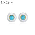 CZCITY Woman Summer Earrings Western Lady 925 Silver Jewelry Earing Turkish Accessory Round Stud Earring