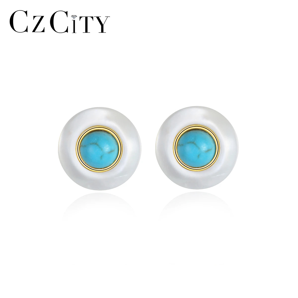 CZCITY Woman Summer Earrings Western Lady 925 Silver Jewelry Earing Turkish Accessory Round Stud Earring