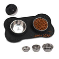 Factory Custom Non-Slip Silicone Mat Feeder Double Pet Bowl Silicone Foldable Traveling Double Stainless Steel Dog Bowls