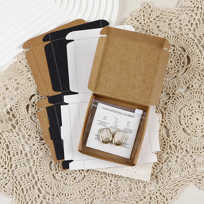 Small Corrugated Cardboard Jewelry Gift Box Small Accessories Earrings Necklaces DIY Packaging Boxes