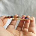 925 Sterling Silver Gold Rainbow Baguette CZ Diamond Bangle