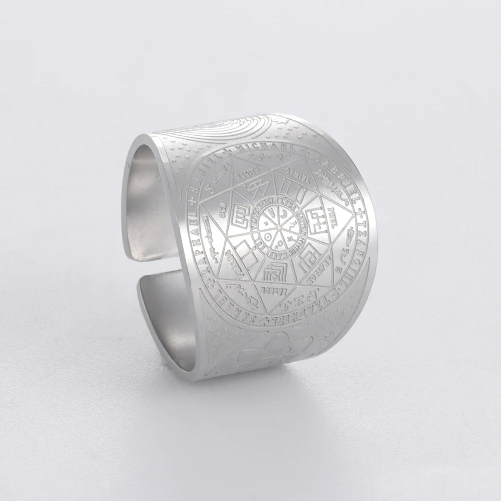Seal of the Seven Archangels Secret of Universe Ring Stainless Steel Solomon Kabbalah Protection Amulet Talisman Jewelry