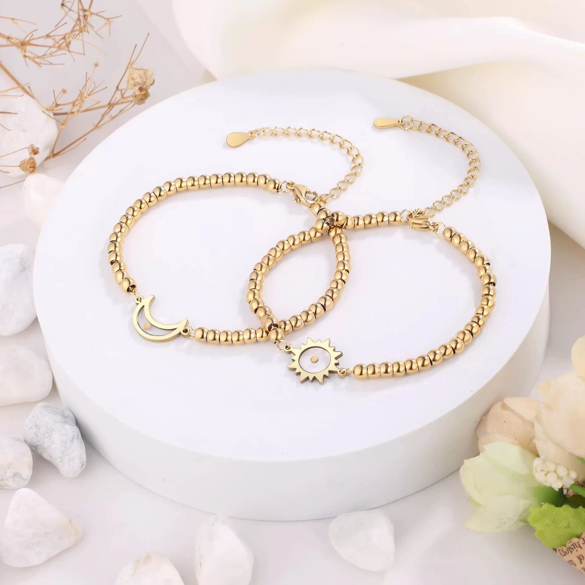 European and American Fashion Friendship Bracelet Temperament Sun and Moon Beaded Jewelry Bracelet Girls Party Travel Gift