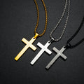 Religious Stainless Steel Mens Cross Pendant Spiritual Metal Christian Black Jesus Gold Plated Chain Necklaces Jewelry for Men