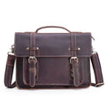 Factory Wholesale High End Popular Men Top Grain Genuine Leather Fashion Briefcase Custom High Quality 13" Laptop Coffee/Brown