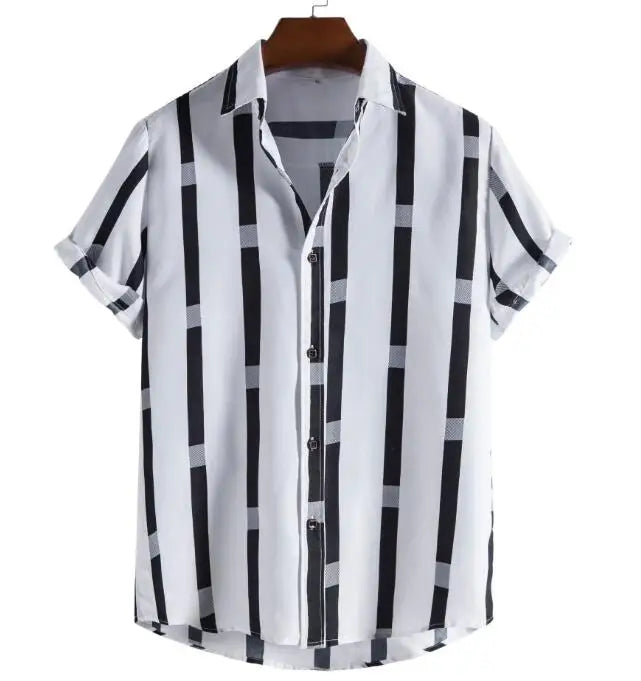Wholesale Casual Slim Fit Men Shirts High Quality Hawaii Casual Short Sleeve Shirt Summer Men's Beach Stripe Shirts