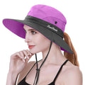 Women's Wide Brim UV Protection Sun Hat with Ponytail Hole Beach Cap for Casual Travel Summer Fishing and Hiking
