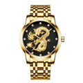 New Men's Steel Watch China Wind Dragon Design Large 41mm Dial Waterproof Quartz Watch Alloy Case Glass Dial Fashion Style