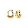 JOOLIM High End 18K Gold Plated Hollow Chunky Simple Hoop Smooth Earrings Jewelry Stainless Steel Jewelry for Women MegaBDM