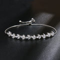 Adjustable Wedding Bracelets for Women Marquise Leaf Cubic Zirconia CZ Zircon Crystal Trendy for Brides Bridesmaids Prom Jewelry