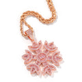 Unisex Hip Hop Diamond Pendant Necklace Pink Flower Snowflake Obsidian Chic Mainly for Men Women Featuring Brass Zircon Children