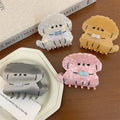 Korean Cute Cartoon Design Acetate Dog Shape Hair Claw Clips with Rhinestone Sweet and Stylish Hair Accessories