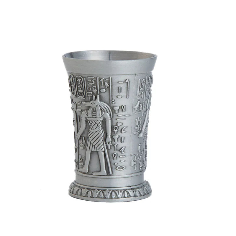 Custom Retro Style 3D Relief Art Spirits Bullet Cup Ancient Egypt Myth Shot Glass Handcrafted Copper Alloy 40ml Shots Glass