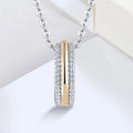 Fashion 925 Sterling Silver Line Chain Circle Pendant Necklace Geometric Cubic Zirconia Hollow Ring Pendant Necklace for Women