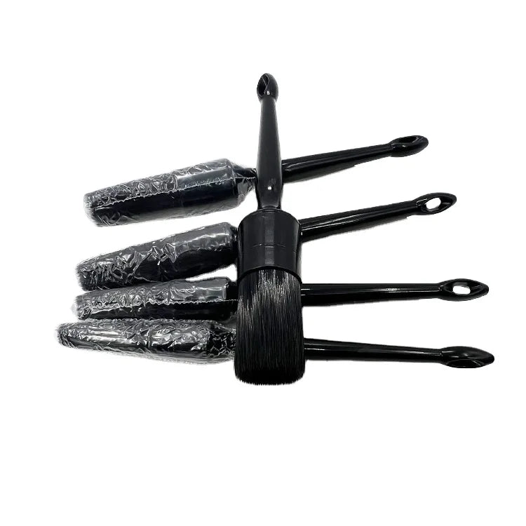 Comfortable Grip and Scratch-Free Car Detailing Brush Set 5 Pack Auto Black Detail Brushes Cleaning Brush for Car Wheels Tires