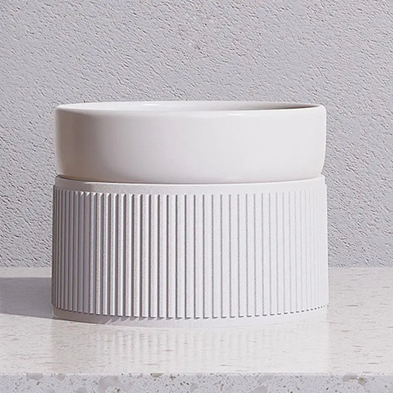 Hot Selling Eco Friendly Pottery Enamel Anti Spill Elevated Double Food Water Drinking Pet Dog Cat Ceramic Bowl