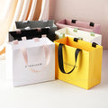PandaSew Custom Logo Recycled Bags Packing Gift Paper Bags With Ribbon Handles Shopping Packaging Bag