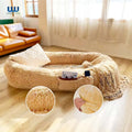 Extra Large round Sofa Dog Bed for Humans Folding Lounge with Heating Feature Velvet and Foam Material Popular Lazy Pet Bed