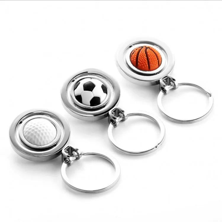Wholesales Key Chain Accessories 3 d Football Basketball Golf Ball Sport Pendant Charm  Metal Alloy Car Keychain for Men