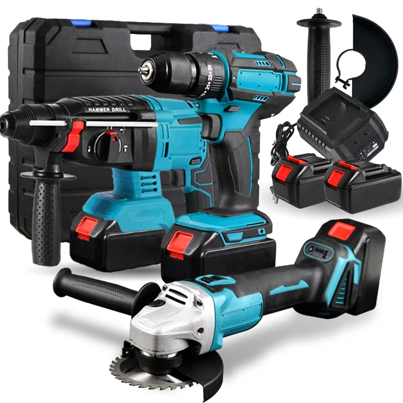 APTS10 21V Electric Cordless Impact Hammer Drill Stainless Steel Power Tool Combo Kits Brushless Motor OEM Hard Case