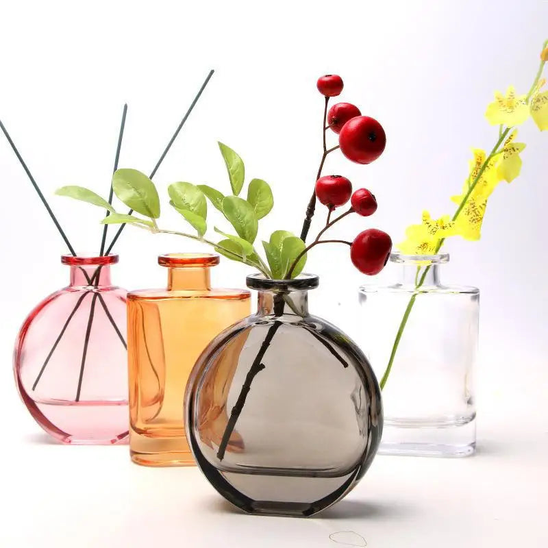 Modern Style Amber Glass Bud Vase Set Rustic Decorative Small Bottle Vase Centerpieces for Wedding Home or Office Table Decor