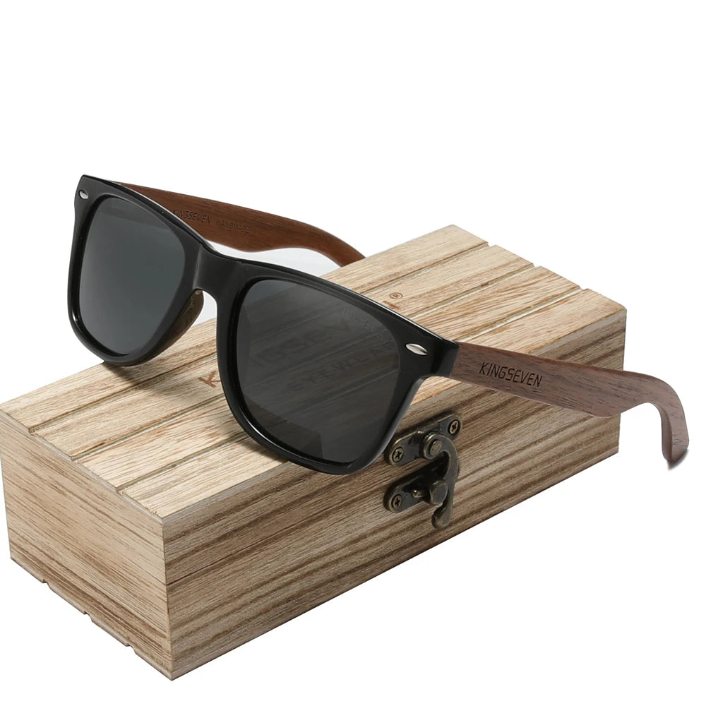 For for Retro Square Sunglasses Men Women Handmade Black Walnut Polarized UV400 Protection New 5520 Model Polycarbonate