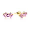 QX Custom Oem Fine Jewelry Square Luxury 18K Gold Plated 925 Sterling Silver Pink Cubic Zirconia Women Stud Earrings