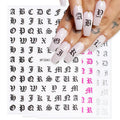 Newby XF3262 8 Designs Holographic Gold Silver Laser 3D Temporary Tattoo Nail Stickers Letter Decals Alphabet