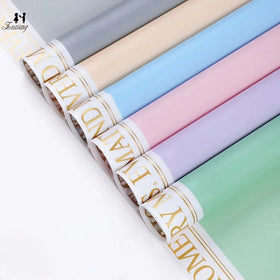 Zexwrap New Custom Golden Edge English Florist Waterproof Unique Gift Flowers Wrapping Paper