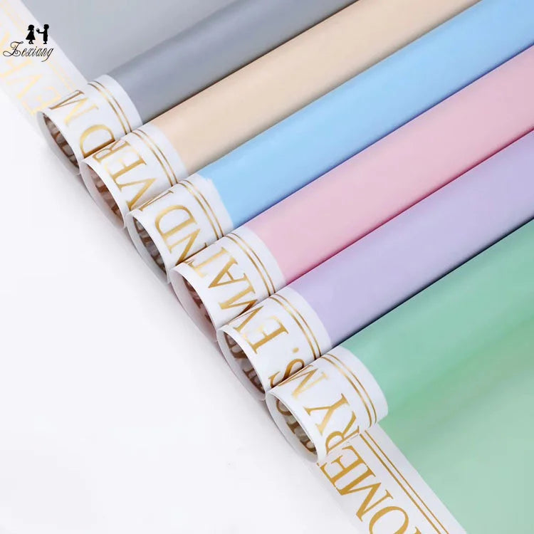 Zexwrap New Custom Golden Edge English Florist Waterproof Unique Gift Flowers Wrapping Paper
